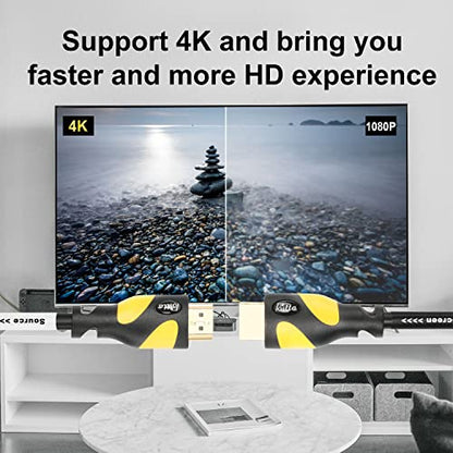 Postta HDMI 케이블(30.5m(100피트) 옐로우) HDMI 2.0V, 내장 신호 부스터 포함 - 4K, 3D, 1080P, 이더넷, 오디오 리턴 지원 - 1팩 - color: 옐로우, size: 100피트
