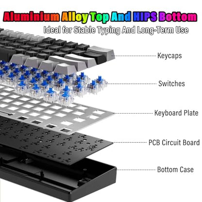 60% Compact Small Wired Portable Mechanical Keyboard,22 RGB Backlit,Blue Switch,CNC Aluminum,Hot Swappable Socket,PBT wear-Resistant keycaps,Ideal for Travel/Gaming/Typing/PC Computer/Mac/Laptop