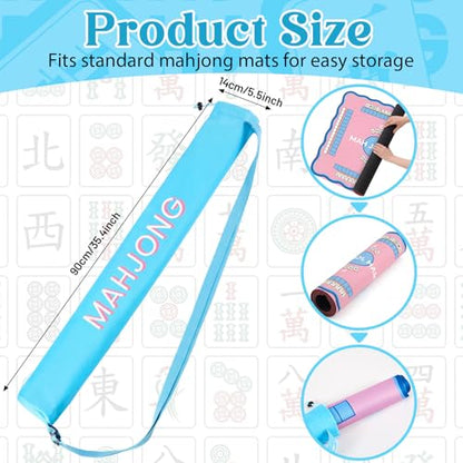 35 Inch Long Mahjong Mat Bag Waterproof Mahjong Mat Storage Carrying Bag Double Strapped Polyester Drawstring Lightweight Holder for Board Games Storage-mat Not Included(Blue) - color: Blue