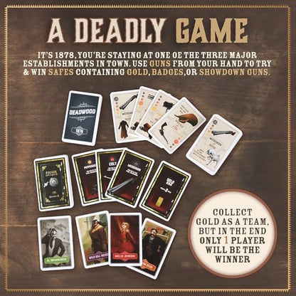 Facade Games Deadwood 1876 Deluxe Edition, Gold Rush for 2-9 Players | Ages 14 and Up, Wild West Theme, Deluxe Upgrades: Silver Coins, Tokens & Character Abilities - style: Deluxe Deadwood 1876