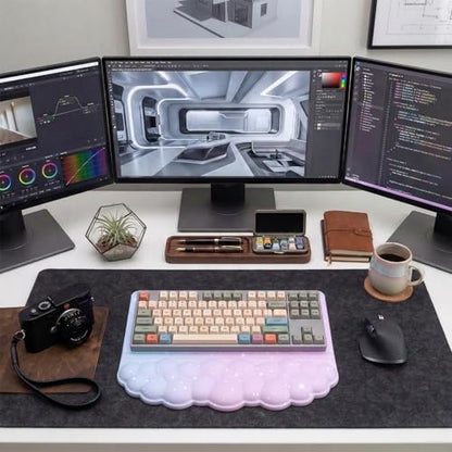 Computer Keyboard Stand Pad with Wrist Rest Purple Blue Cloud Keyboard Pad Support with Comfortable Galaxy Stars Wrist Pad Cute Girl Ergonomic Tilted Keyboard Riser Holder for Desktop Office Home - color: Cloud Purple Blue