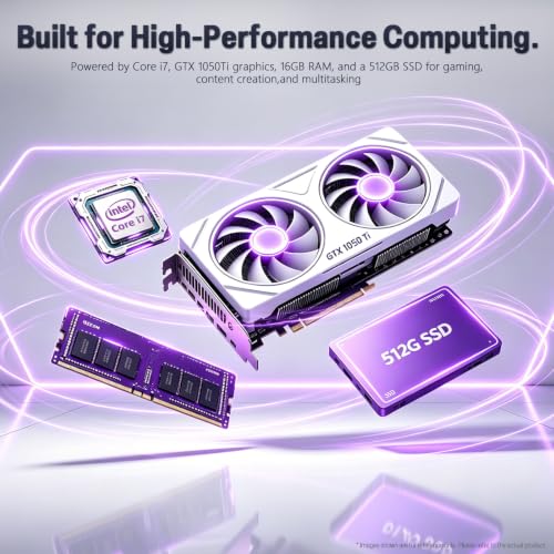 Prebuilt Gaming PC Desktop, Intel Core I7 Desktop Computer up to 3.9 GHz | GTX 1050Ti 4G Graphics Card, 16GB RAM, 512GB SSD, WiFi, RGB Fan, Win11, Tower Computer for Game, Office and Study