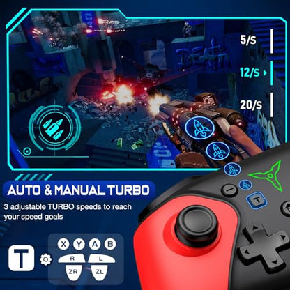 Wireless Switch Controller for Switch/Lite/OLED/Swicth 2 Controller, Switch Controller Joysticks Work with iOS/Android/PC-Switch 2 Pro TURBO Controller with Wake-up Programmable (Upgraded Vision)