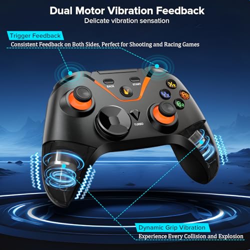 Wireless Gaming Controller for PC: Wired & 2.4G & Bluetooth Controller with 6-Axis Motion, 2-Motor Stereo Vibration, Turbo, Ergonomic Pro Controller, Compatible with PC/NS/Android (No Xbox/PS, Black) - color: 1 Black