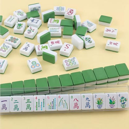 Soulchen Large 1.4" Green Houseplant American Mahjong Set, 168 Pcs Tiles | Engraved, with Tote Bag Dice Carry Pouch, Complete American Mahjong Set for Game Night Travel Vacation, Collection Gift - color: Green, size: Large 1.4''