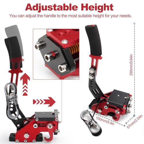 Handbrake Sim Racing, USB Handbrake for PC Windows Brake Sim Racing Game | 클램프 및 핸들 그립이 있는 Sim E 핸드브레이크, G27 G29 G920 G923 T500 T300과 호환되는 64비트 E 핸드 브레이크 - color: 레드