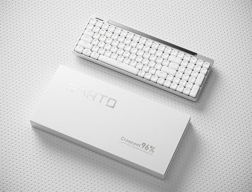 Earto CT100 Wireless Mechanical Keyboard, Ultra Slim 96%- 100 Keys Low Profile Mechanical Keyboard, Bluetooth/2.4G/ Wired, White LED Backlight, Windows& Mac Compatible Aluminum- Red Switch