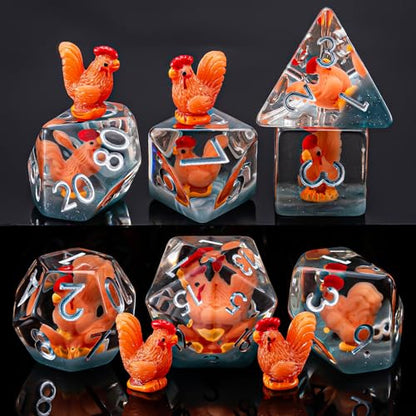 DND Resin Chick Dice Set, D&D Polyhedral Dice for Dungeons and Dragons RPG, MTG Role Playing Games D and D Dice 7pc D20 D12 D10 D8 D6 D4 for Ages 15 and Up - color: Chick