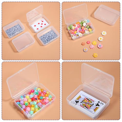 24pcs Plastic Playing Card Boxes,4.1 X 3 X 1 Inches Transparent Clip-On Playing Card Case,Trading Cards Storage Box for Men Women Collecting and Classifying