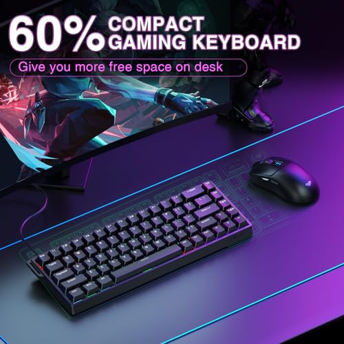 AULA WIN68 HE Mechanical Gaming Keyboard 60%, Hall Effect Magnetic Switch, Fast Trigger Mode Adjustable Actuation, 8000Hz Polling Rate, RGB Backlit, Wired Black Keyboard for Laptop/PC Gamer - color: Black-standard version