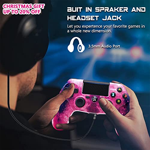 Wireless Controller for PS4, Controller for Sony PlayStation 4, Double Shock 6-Axis Motion Sensor, Sensitive Touch Pad, Built-in Speaker & Stereo Headphone Jack, Compatible with PlayStation 4/Pro/Slim - color: Pink