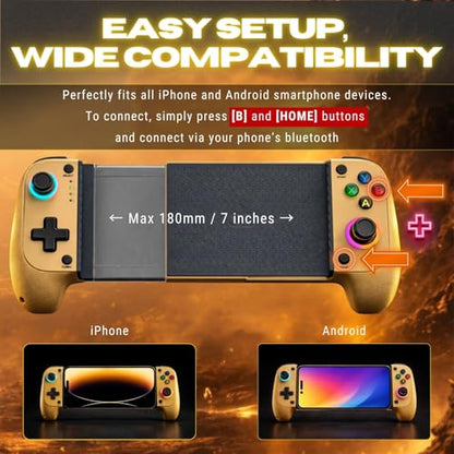 MAJESTECH (LIMITED EDITION) Phone Game Controller For iPhone/Android, RGB Hall Joystick, Mechanical Trigger, Xbox Cloud/Playstation Remote Play/Call of Duty/Roblox Wireless Bluetooth Mobile Gaming Gamepad