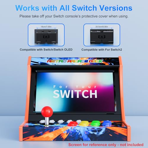 Switch Arcade Stick for Switch and Switch 2 Console, Retro Arcade Machine with Screenshot Button (Screen Not Included)