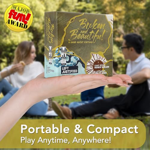 Left Justified Broken and Beautiful Kintsugi Card Game – A Uniquely Themed Deck for Game Night Fun with Family and Friends – Adults and Teens – 2 to 4 Players – Highly Portable