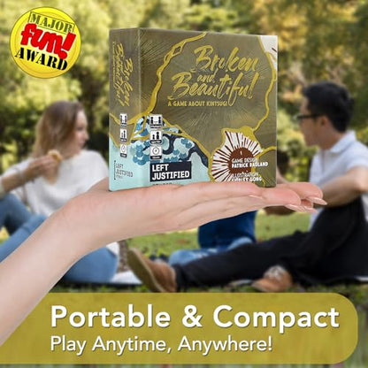 Left Justified Broken and Beautiful Kintsugi Card Game – A Uniquely Themed Deck for Game Night Fun with Family and Friends – Adults and Teens – 2 to 4 Players – Highly Portable