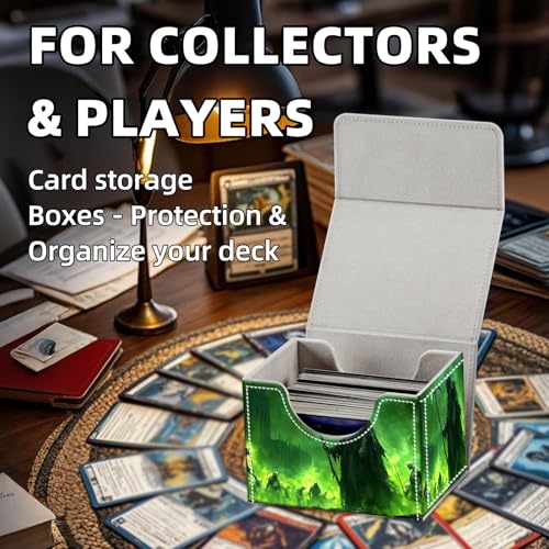 Trading Card Storage Box, Holds 100+ for MTG Cards, PU Leather with Magnetic Closure, Gothic Green Skeleton Durable Deck Box for Magic the Gathering, Trading Card Games - color: Gothic Green Skeleton