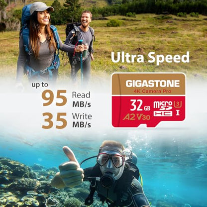 【5-Years Data Recovery】 GIGASTONE 32GB Micro SD Card, 4K Camera Pro, Compatible with GoPro, Wyze, Security Camera, Drone, Dash Cam, R/W up to 95/35MB/s MicroSDHC Memory Card UHS-I U3 A2 V30 - color: 32GB 4K Camera Pro 1-Pack