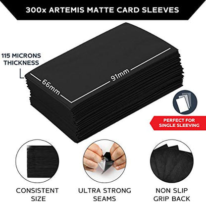 Quiver Time 200 Artemis Matte Black Card Sleeves, 66x91 mm | 200 matte standard sleeves (66 x 91 mm), for MTG and other TCG trading cards - color: Black Matte Card Sleeves, size: 66x91mm (Standard Size)