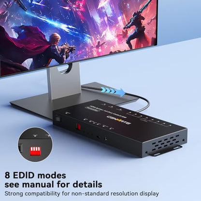 CENMATE 1x8 HDMI Extender Splitter, Up to 165FT Over CAT5e/6/7, 8 Channel Transmission with 1 HDMI Loop Out, Supports IR, 3D, HDCP, EDID, POC - size: 1x8
