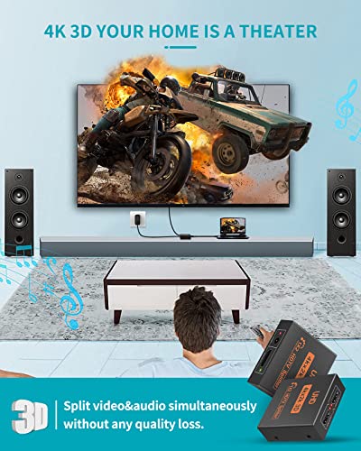 HDMI Splitter 1 in 4 Out 4K 30Hz HDMI-Splitter for Dual Monitors | with USB to DC Power Cable, 2 Way HDMI Distribution, Multi HDMI Adapter for PC/Laptop/HDTV/Projector, Mirror Only, Not Extend - size: 1x2 30Hz