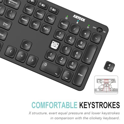 Arteck Universal Backlit 7-Colors & Adjustable Brightness Multi-Device Full Size Wireless Bluetooth Keyboard for Windows, iOS, iPad OS, Android, Computer Desktop Laptop Surface Tablet Smartphone
