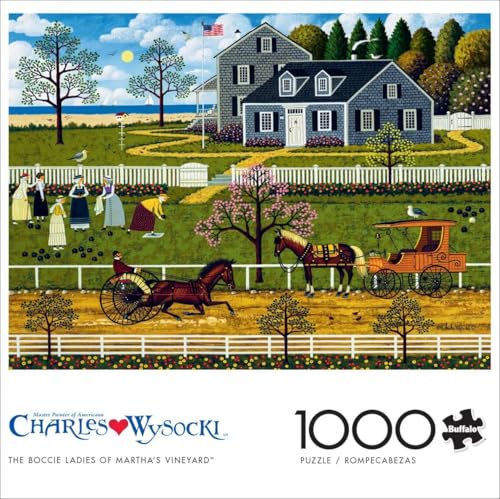 Buffalo Games Charles Wysocki, Boccie Ladies, 1000 Piece Puzzle for Adults | Jigsaw Puzzle with Full-Size Reference Poster, Precision-Cut Pieces, Snap Fit, Minimal Puzzle Dust, Made in USA