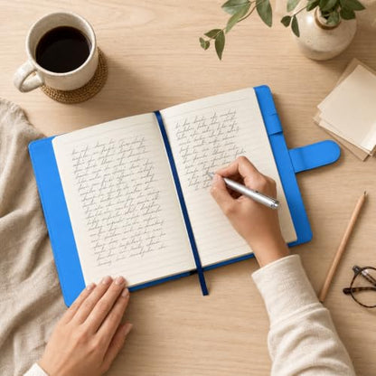 The Amazing Office Dragonfly Heart Refillable Journal, Light Blue Faux Leather, 200 Lined Pages, 5.75x8.5 Inch Notebook with Magnetic Clasp and Pen Holder, Writing Diary for Women and Men - color: Dragonfly-Heart Lt-Blue