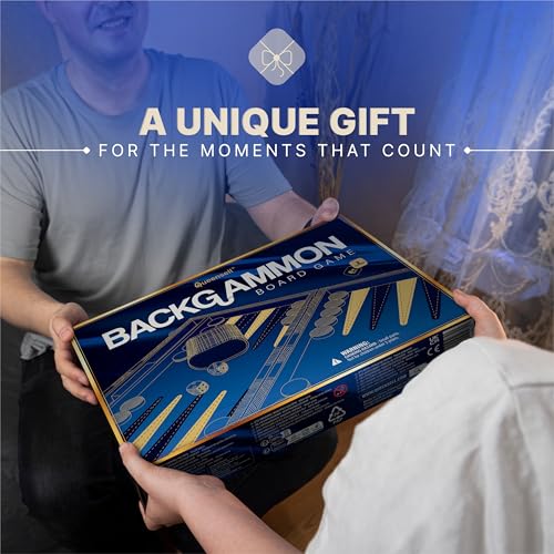 Large Blue Backgammon Sets for Adults - Classic Board Games for 2 Players Adults and Kids - Premium Backgammon Set 15 Inch Board and 32 Backgammon Pieces in Quality PU Leather Case - style: Premium Blue