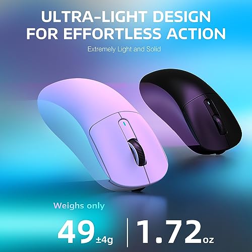ATTACK SHARK X3 Wireless Gaming Mouse, 49g Ergonomic Computer Mouse, Triple Modes PAW3395 26K DPI Optical Sensor, 200h Battery Life, Programmable Buttons, Gaming Accessories for PC/Laptop/Mac (White) - color: White