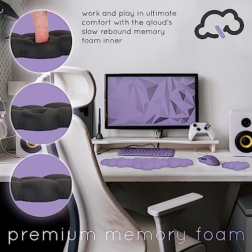 Purple Cloud Keyboard Wrist Rest – Create-ables Qloud Purple Wrist Rest for Computer Keyboard and Mouse, Ergonomic Memory Foam Wrist Pad with Non-Slip Base, Includes Cloud Mouse Pad - color: 08 Lilac Purple