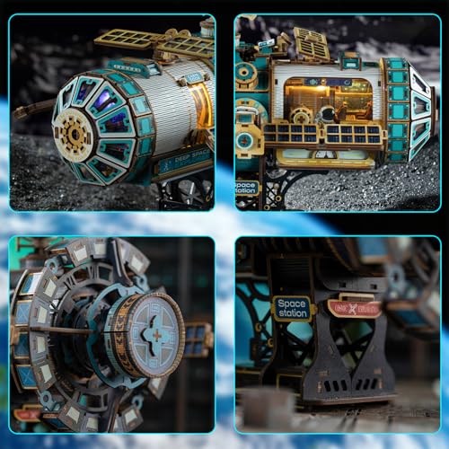 YSWOOD WORLD 3D Wooden Puzzles for Adults Space Station DIY Model Kit | Mechanical Model Kit with Lights & Music, 511PCS Adult Wooden Puzzles, Desk Decor, Engineering Gifts for Christmas Birthday