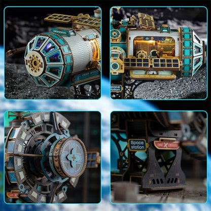 YSWOOD WORLD 3D Wooden Puzzles for Adults Space Station DIY Model Kit | Mechanical Model Kit with Lights & Music, 511PCS Adult Wooden Puzzles, Desk Decor, Engineering Gifts for Christmas Birthday