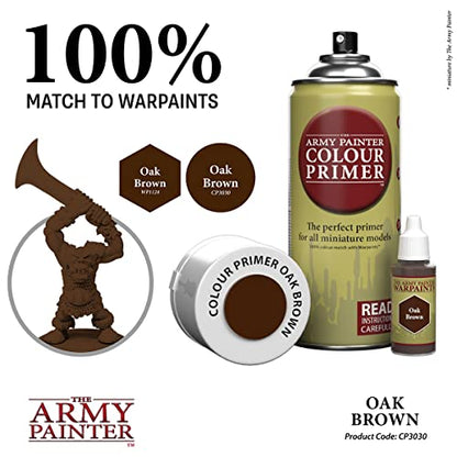 The Army Painter, Colour Primer Oak Brown, 400 ml spray acrilico | Primer marrone quercia per dipingere miniature Warhammer e Dungeons and Dragons - color: Oak Brown