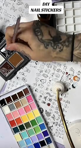 Nail Art Workbook Make Your own Nail Decal Stickers Reusable Gel Nail Design Practice Book for Gel Nail Polish Acrylic Nail foils Crystals Rhinestones Glitter Cartoon Nail Design Guide (1) - color: 1