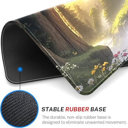 MTG Playmat- Stitched Edges Forest TCG Playmat-Non-Slip Landscape Play Mat Smooth Surface Rubber Base Board Game Mousepad 24x14 inches for Trading Card Game Playing with Storage Bags - color: Tree House Stitched Edges Mats
