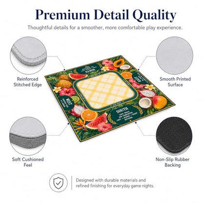 Tropical Fruit Mahjong Mat,Non Slip American Mah Jongg Table Mat | 32in soft neoprene mah jongg mat reduces tile noise protects tabletops & packs easily for game nights or a thoughtful gift - color: 012