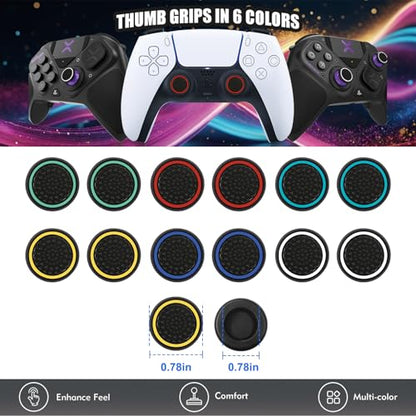 Thumb Grips Joystick Caps for PS4/PS5/XBOX Controller, Silicone Joystick Caps Ps5 Controller Grip with Anti-Stickiness, Anti-Slip, Anti-Fingerprint(12 pcs)