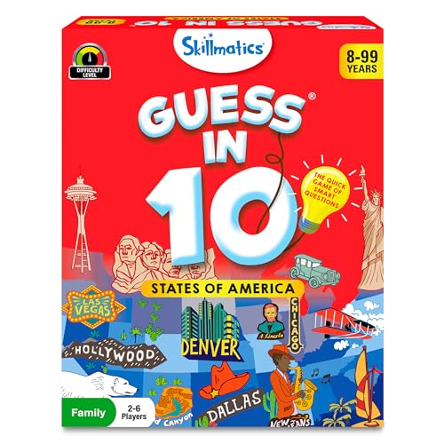 Skillmatics Guess in 10 States of America, Educational Travel Card Game for Ages 8 and Up, Boys, Girls, and Kids Who Love Board Games, Geography and History - style: 1. 50 States of America