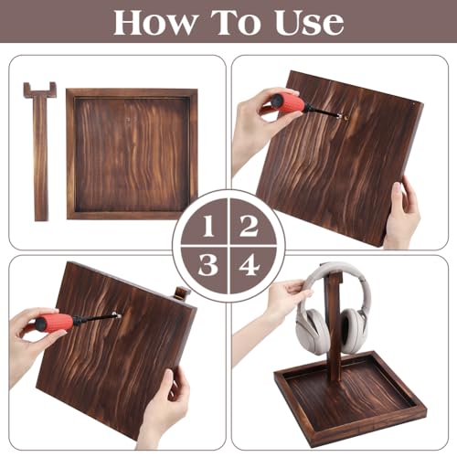 PH PandaHall Wood Headphone Holder, 10.6 inch High Headset Stand for Desk Game Controller Stand Headphone Organizer Rack for Desk Computer Cubicle Game Hardware Gifts Gaming Setup Video Gaming Room