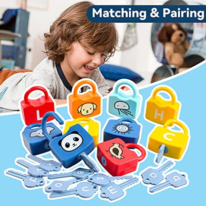 Alphabet Learning Toys, Lock and Key Toddler Toy for Ages 2-4, Preschool Learning Activities, Kindergarten Classroom Must Haves, ABC Montessori Toys for 3 Year Old