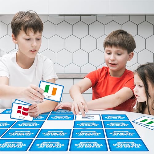 80 PCS Flags of The World Matching Game, A Fun & Fast Countries of The World Picture Memory Match Game, Educational Learning Toys Enhance Memory & Matching Skills for Kids Ages 3 and Up - style: Flags of The World