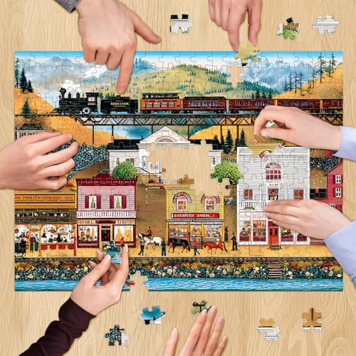 500 Pieces Puzzle for Adults, Retro Train Jigsaw Puzzles for Adult, Countryside Town Jigsaw Puzzle 500 Pieces for Adults Seniors, Challenging Game Home Decor Birthday Gift Toy 20.5 * 15 in - style: Retro