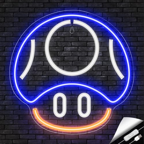 Kavaas Gaming Neon Sign, Mushroom Neon Sign for Game Room Decor, Man Cave, Kids Room - Gaming Mushroom Wall Decor - Gamer Gifts for Boys, Kids (Blue) - color: Mushroom1_Blue