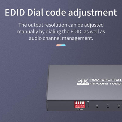 HDMI 2.0 Splitter 1 in 2 Out 4K 60Hz - HDCP2.2/2.3, EDID Mode,HDR, Dolby Atmos/DTS5.1/7.1 - for PS4/5, Apple TV 4K, Roku, Soundbar