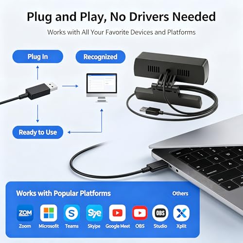1080P USB HD Webcam with Microphone， Web Camera for PC，with Auto White Balance for Video Calls, Live Streaming Gaming & Online Meetings ，USB Streaming Camera - color: Black