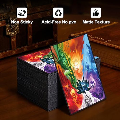 Kabinka MTG Card Sleeves - 100 Standard Size Pack Clear Front & Matte Finish Back MTG Sleeves(Lotus Five Elements) - color: Lotus Five Elements