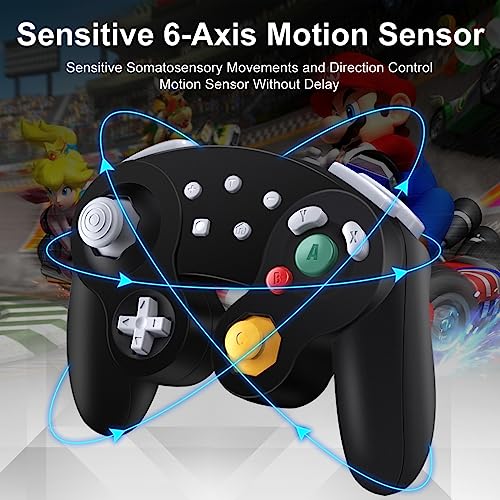 ADHJIE Wireless Gamecube Controller for Nintendo Switch,Wireless Switch Pro Controller for Nintendo Switch/PC/Steam,One-Button Wake Up,6-Axis Gyro Motion,Turbo & Auto Turbo(Black) - color: Black