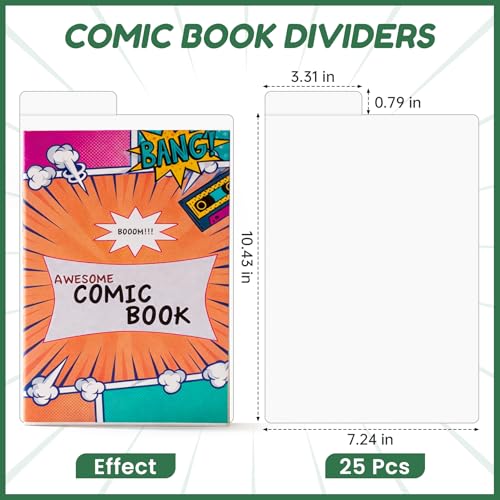 Comic Book Dividers, Thick Cardboard Card Separator Comic Book Dividers for Comic Book Storage Boxes Office Supplies (25, White, Large)