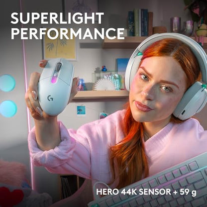 Logitech G305 X Superlight Wireless Gaming Mouse - White | Lightweight 59g, HERO 44K Sensor, RGB lighting, Lightspeed, Bluetooth, 130+ Hr battery life, 6 programmable buttons, PC/Mac - color: White, style: Superlight