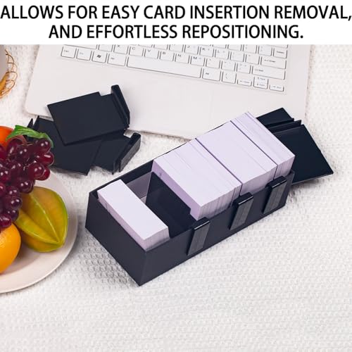 Card Box Dividers – 15 Pack Black Plastic Trading Card Dividers with Clip, Storage Separator for Game Cards, Exercise Cards, and Cardboard Box Organizer